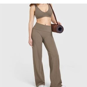 Oner active foldover straight leg bottoms moss brown medium